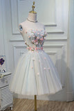 Lovely Strapless Tulle Lace Knee Length Prom Dress, A-Line Party Dress HZ1024