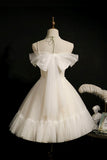 Cute Spaghetti Strap Lace Short Party Dresses, A-Line Evening Dresses HZ1024