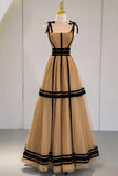 Stylish Tulle Long Prom Dress, A-Line Evening Party Dress HZ1024