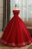 Burgundy Lace Long Formal Evening Dress, A-Line Lace Ball Gown HZ1024