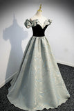 Off the Shoulder Satin Long Prom Dress, A-Line Evening Dress HZ1024