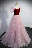 Pink Tulle Long Prom Dress, A-Line Formal Evening Dress HZ1024