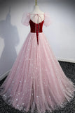 Pink Tulle Long Prom Dress, A-Line Formal Evening Dress HZ1024