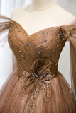 Off the Shouler Long Formal Dresses, A-Line Tulle Formal Evening Dress HZ1024