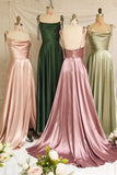 Simple Satin Long Prom Dresses, A-Line Evening Party Dresses HZ1024