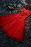 Cute Lace Short A-Line Prom Dresses, Off the Shoulder Party Dresses HZ1024