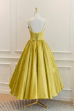 Yellow Satin Short Prom Dresses, Cute A-Line Bow Homecoming Dresses HZ1024
