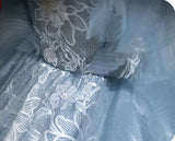 Light Blue A-line Lace and Tulle Long Party Dress, Blue Round Neckline Prom Dress HZ1024