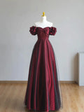 A-line Off Shoulder Black and Red Prom Dress, Sweetheart Party Dress HZ1024