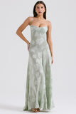 Vintage Floral Jacquard Spaghetti Strap Design Prom Dress Evening Dress HZ1024