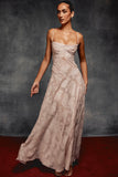 Vintage Floral Jacquard Spaghetti Strap Design Prom Dress Evening Dress HZ1024